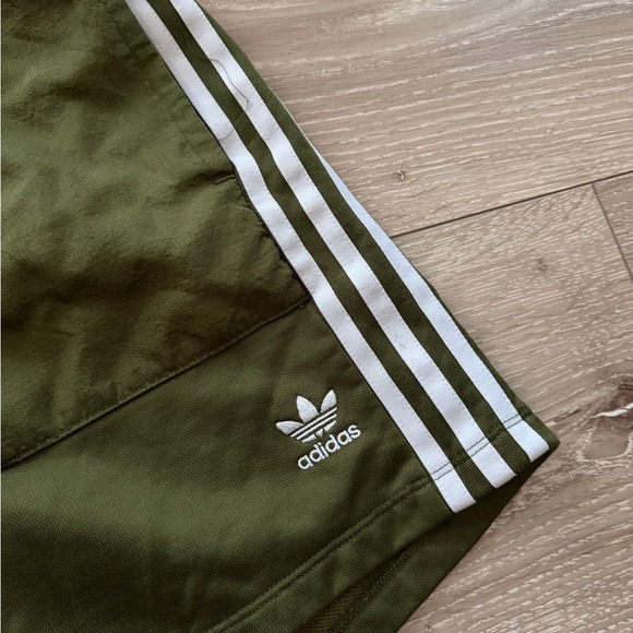 Adidas Olive Green 3-Stripe Athletic Shorts - Picture 2 of 5
